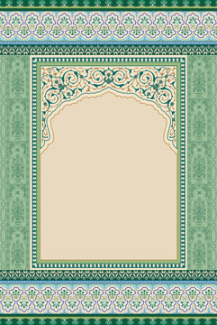 Indian Mughal arch border colorful decorative frame for wedding invitation