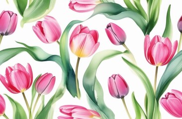 Obraz premium pastel tulips watercolor background. tulips space for text