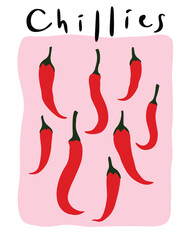 vector illustration of chilies in spring