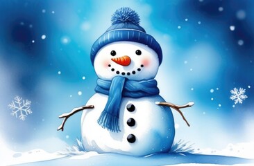 Obraz premium jolly snowman on a snowdrift