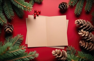 Fototapeta na wymiar Christmas card with fir branches