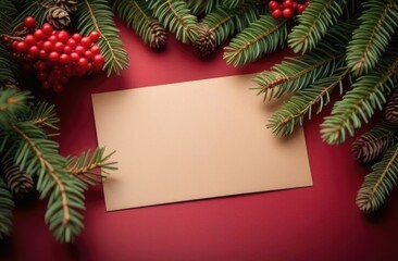 Fototapeta premium Christmas card with fir branches