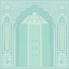 Traditional Arabesque decorative Palace wall. Moroccan pastel color motif