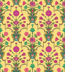 Fototapeta na wymiar Traditional decorative mughal seamless pattern vector