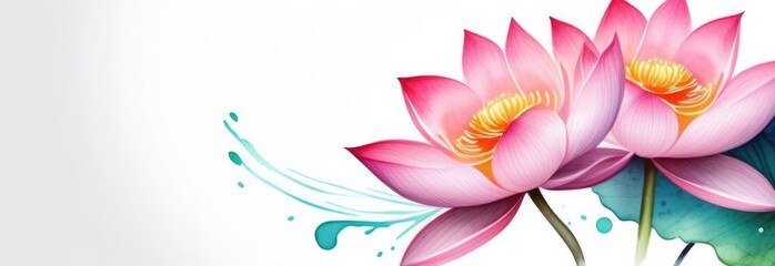 lotus place for text. watercolor lotus banner
