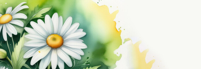Copyspace daisies. Watercolor daisies space for text