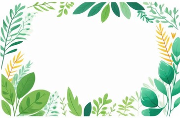 Fototapeta premium green leaves watercolor copyspace. green leaves with space for text
