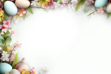Naklejka na ściany i meble Empty Easter banner on white background Generative Ai