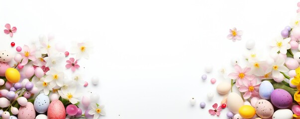 Fototapeta na wymiar Empty Easter banner on white background Generative Ai