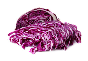 Obraz premium Cut and shredded red cabbage isolated on white