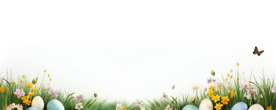 Empty Easter banner on white background Generative Ai