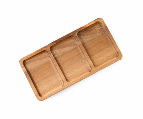 One wooden serving board isolated on white, top view
