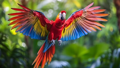 tropical parrot flying 