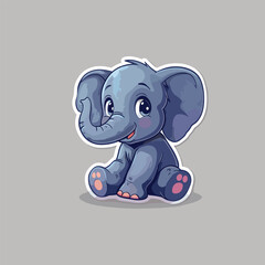Cute baby elephant sticker vector illustration