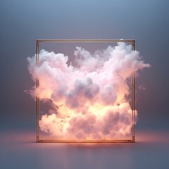 Frame made of glowing puffy clouds, transparent, translucent Generative Ai