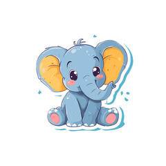 Cute baby elephant sticker vector illustration