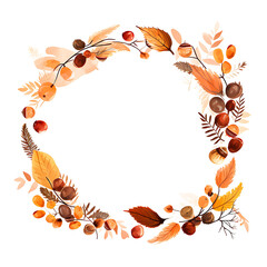 Autumn Leaves Oval Frame With Acorns Maple Leaves Chestnuts Decorative Frame png transparent clean background Art Collection Scribbles 