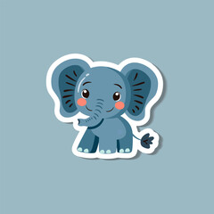 Cute baby elephant sticker vector illustration