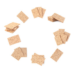 Crispbreads isolated on white, collection. Healthy snack