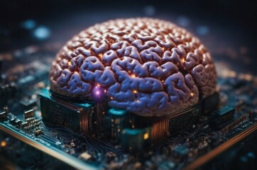 Computer Processors CPU concept. Motherboard digital chip. AI Generated.