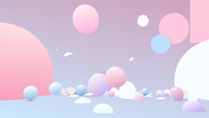 3d floating spheres rendered blank space for product presentation