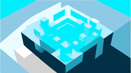 Blue Abstract Background, Hexagonal Technology