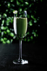 glass of champagne with ice