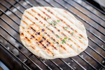 grilled naan with grill marks, placed on a cooking grid