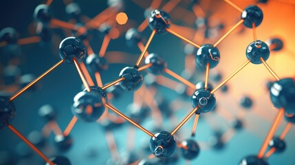 Molecule or Atom, Abstract Molecular Structure for Scientific or Medical Background, 3D Illustration, AI Generated