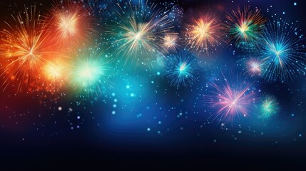 Naklejka premium An abstract firework background offering free space for text, Ai Generated.