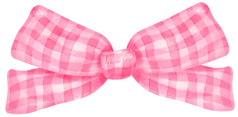 Pink  Coquette bow gingham watercolor