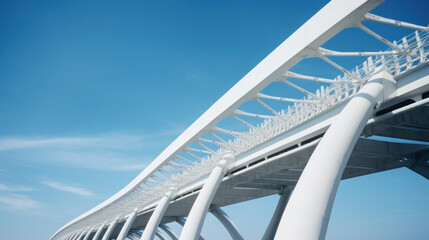Abstract Modern Bridge Architecture on sky background.