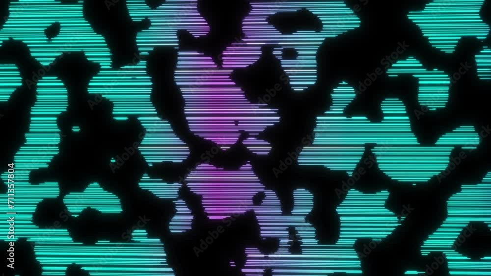 Poster neon abstract animation of halftone line moving background, glowing dot pattern randomly moving anim