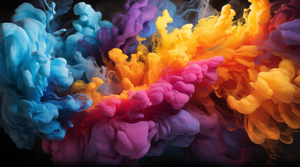 Fototapeta premium Color liquid ink splash abstract background rainbow art. Holi paint rainbow multi colored