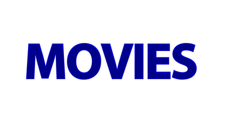 Movies, Filme, Kino, Video, Trailer, Unterhaltung, Streaming - blaue plakative 3D-Schrift, Freisteller, Rendering