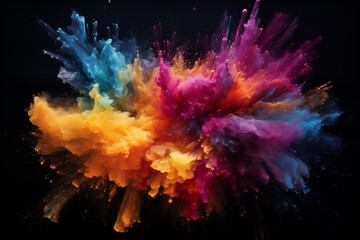 Fototapeta premium Colored powder explosion isolated on black background.