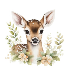 An enchanting close up illustration of a baby deer