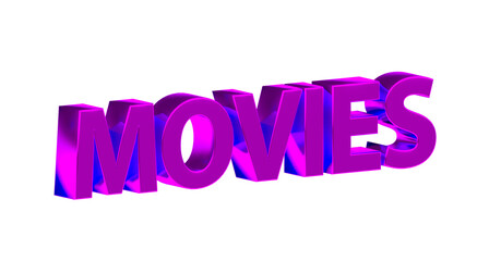 Movies, Filme, Kino, Video, Trailer, Unterhaltung, Streaming - pink violette plakative 3D-Schrift, Freisteller, Rendering