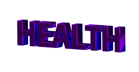 HEALTH - Gesundheit - violette plakative 3D-Schrift, Sport, Wellness, Medikamente, Stress, Fitness, Freisteller, Rendering
