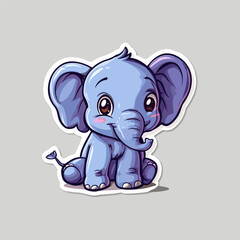 Cute baby elephant sticker vector illustration