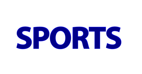 Sports - blaue plakative 3D-Schrift, Sport, Training, Fitness, Ausdauer, Freizeit, Fußball, Basketball, Laufen, Tennis, Schwimmen, Joggen, Yoga, Bodybuilding,  Radsport, Freisteller
