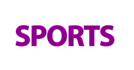 Sports - pinke plakative 3D-Schrift, Sport, Training, Fitness, Ausdauer, Freizeit, Fußball, Basketball, Laufen, Tennis, Schwimmen, Joggen, Yoga, Bodybuilding,  Radsport, Freisteller
