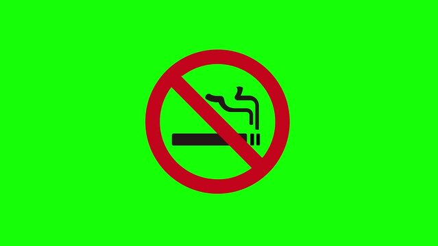 4K animation of NO SMOKING sign ( green background for chroma key )