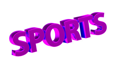 Sports - pinke plakative 3D-Schrift, Sport, Training, Fitness, Ausdauer, Freizeit, Fußball, Basketball, Laufen, Tennis, Schwimmen, Joggen, Yoga, Bodybuilding,  Radsport, Freisteller

