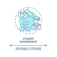 2D editable blue student government icon, monochromatic isolated vector, thin line illustration representing extracurricular activities.