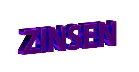 Zinsen - violette plakative 3D-Schrift, Finanzen, Sparen, Bankkonto, Bank, Guthaben, Gewinn, Rendering, gerendert, Freisteller, Alphakanal
