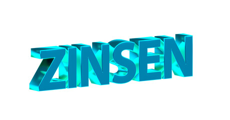Zinsen - türkise plakative 3D-Schrift, Finanzen, Sparen, Bankkonto, Bank, Guthaben, Gewinn, Rendering, gerendert, Freisteller, Alphakanal
