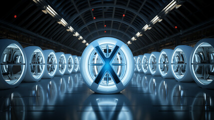 Center for the Study of X disease. X virus is studied at research center for theoretical unknown epidemic and pandemic pathogens. Shape X viruses for public Health care. Disease image to illustrate