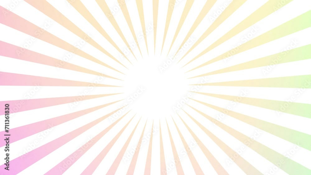 Poster colorful gradient sunburst retro background animation, sunshine 4k loop circular stripes