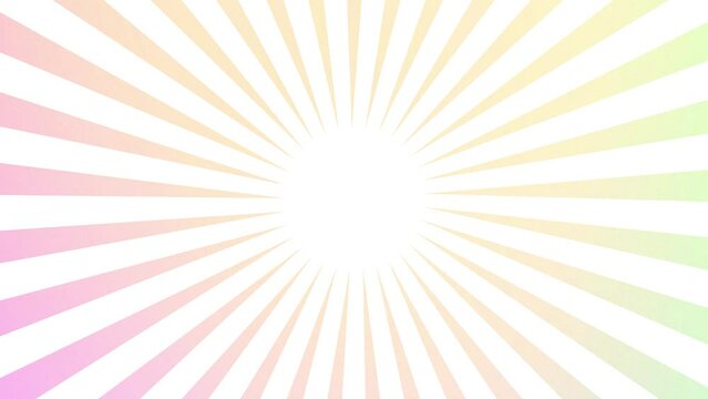 Colorful gradient sunburst retro background animation, sunshine 4k loop circular stripes